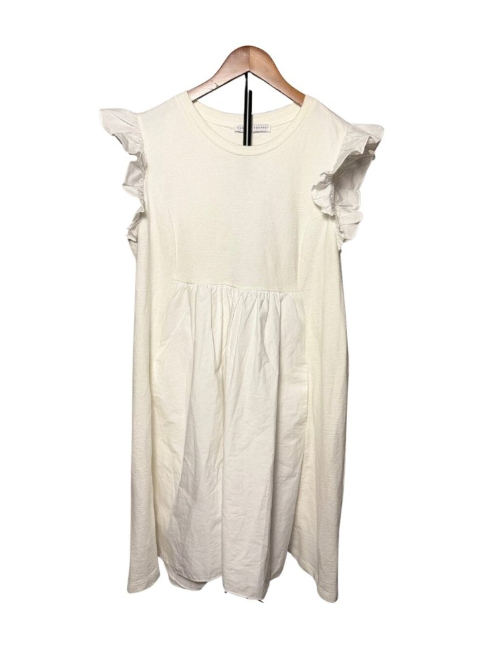 English Factory Ivory Mixed Media Ruffle Sleeve Dress with Pockets